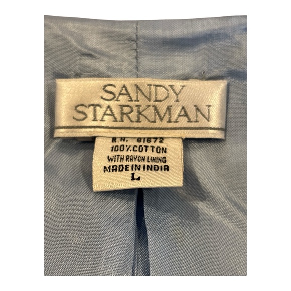 90s SANDY STARKMAN COTTON CHAMBRAY EMBROIDERED WESTERN COWGIRL THEME BLAZER SZ L - Picture 10 of 10